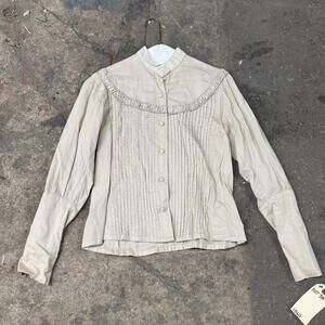 Vintage Film Costume 40s 50s Does Victorian Antique Style White Blouse M